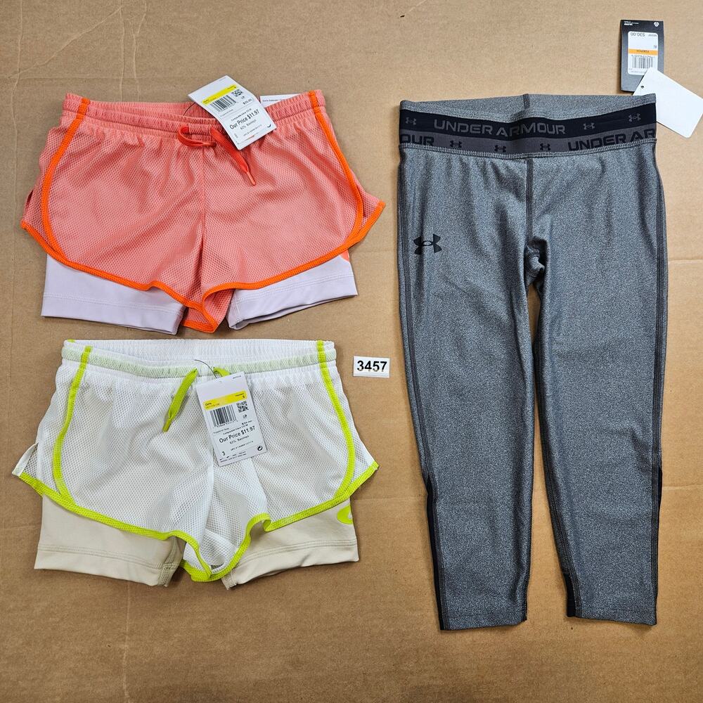 LOT OF 3 - UA NIKE GIRLS SMALL SKORTS LEGGINGS MIXED LOT NWT